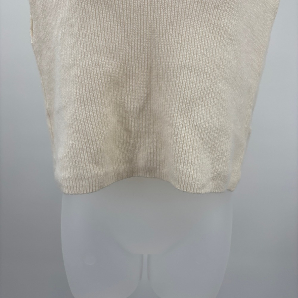 Colorush Cream V-Neck Collared Crop Top Ribbed Knit Polo Sweater Vest Womens 1 S - Picture 3 of 9